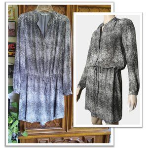 Dalia Snakeskin Animal Print Long Sleeve Drawstring Waist Shirt Dress - Size S